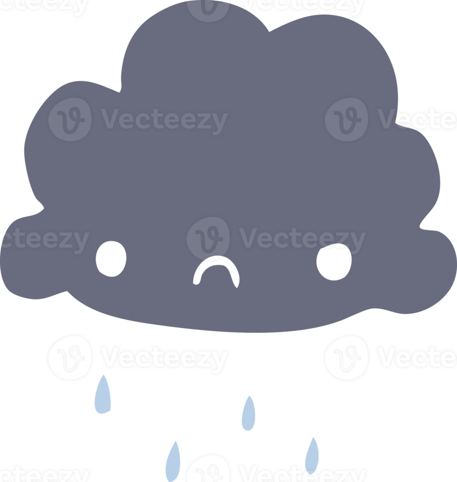 flat color style cartoon storm cloud png