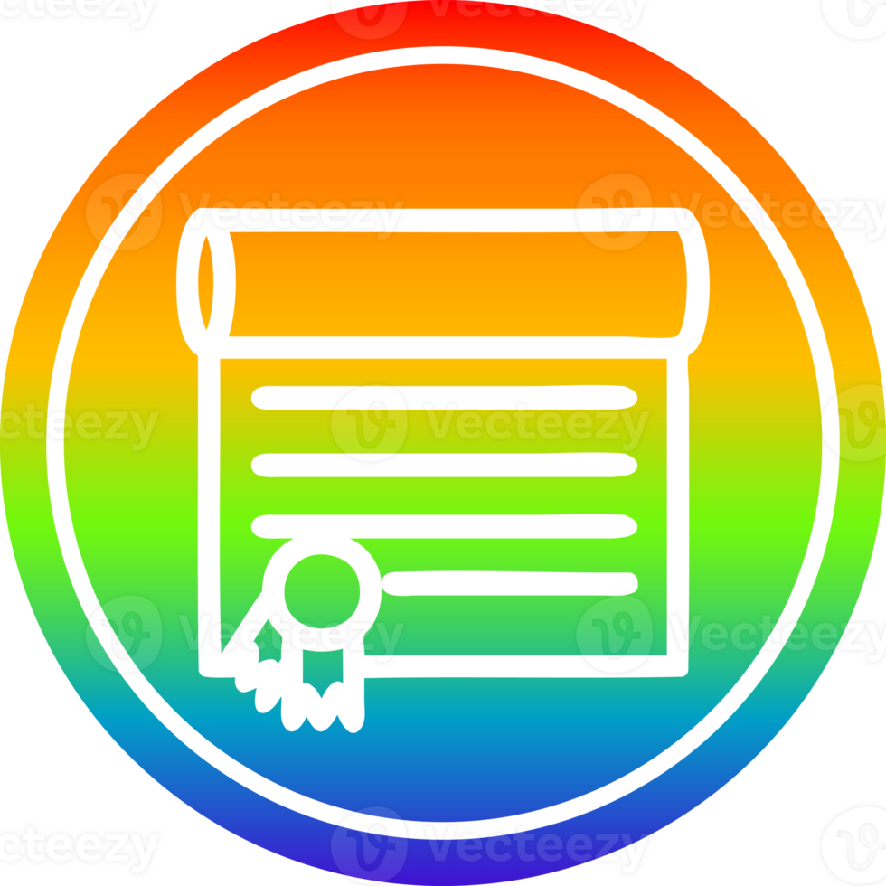 diploma certificate circular icon with rainbow gradient finish png