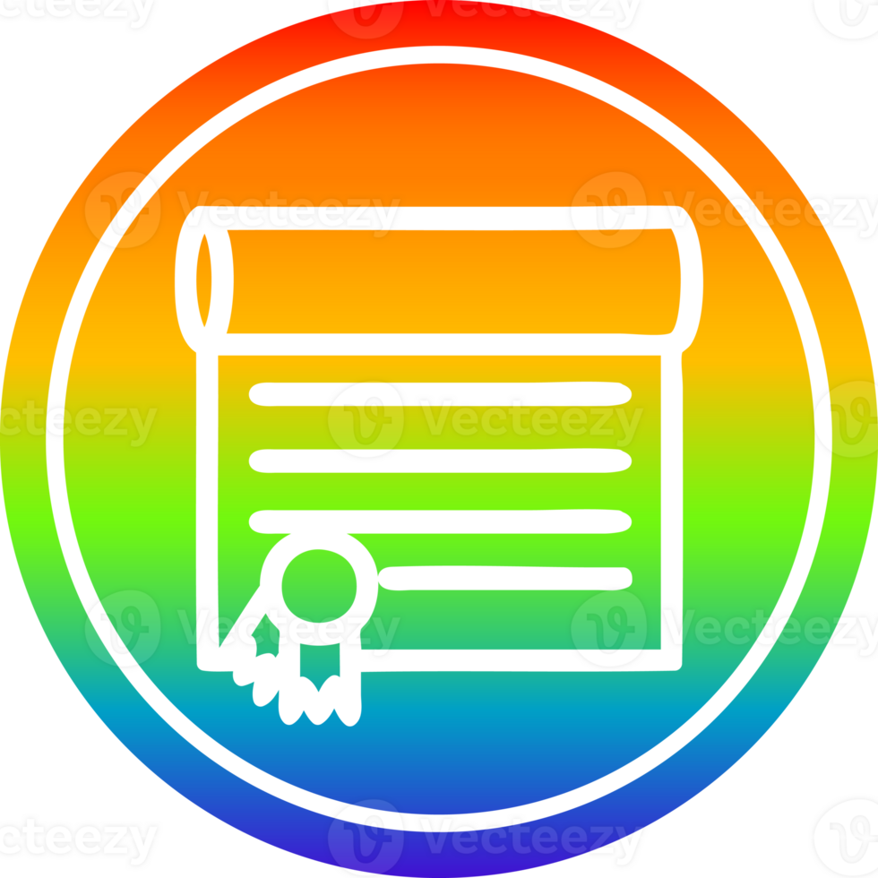 diplom certifikat cirkulär ikon med regnbåge lutning Avsluta png