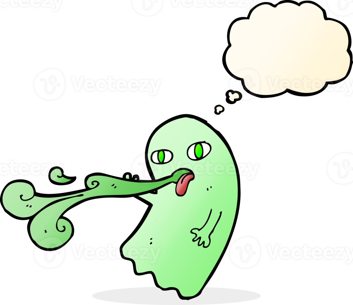 funny cartoon ghost with thought bubble png