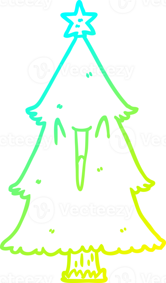 cold gradient line drawing of a christmas tree png