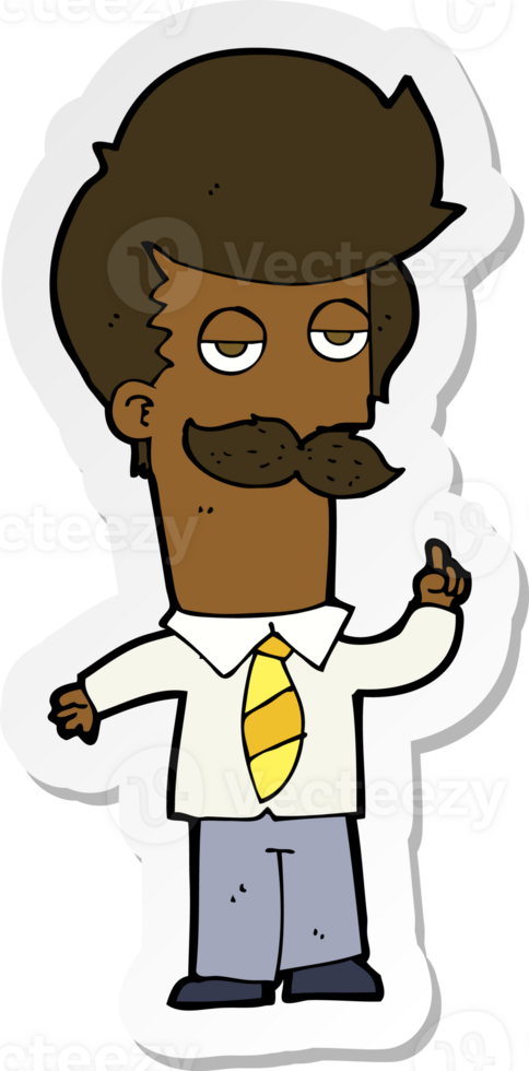 sticker of a cartoon mna with mustache explaining png