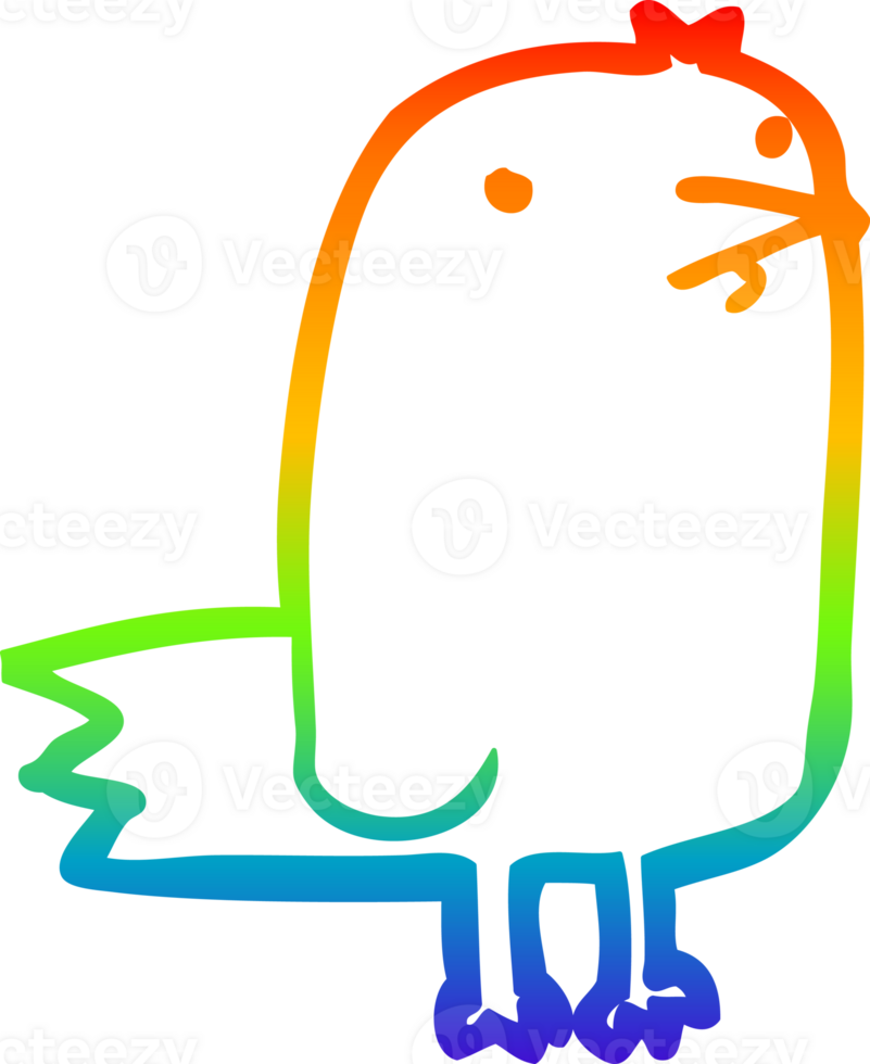 rainbow gradient line drawing of a cartoon bird png