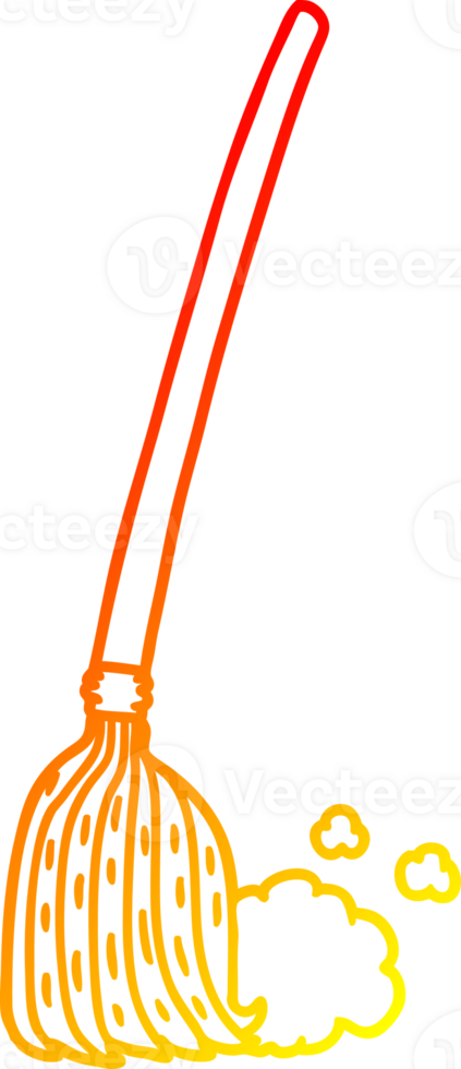 warm gradient line drawing of a cartoon broom sweeping png
