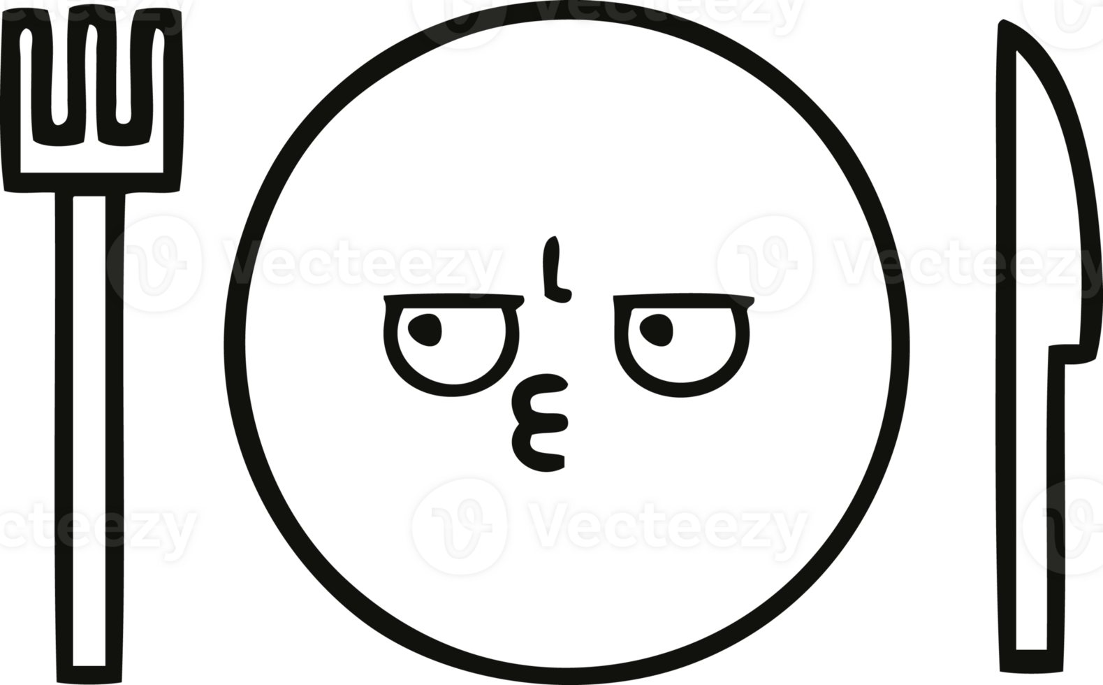 line drawing cartoon of a dinner plate png