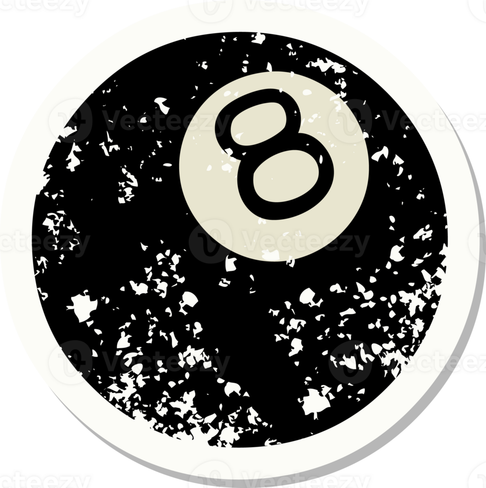 distressed sticker tattoo in traditional style of 8 ball png