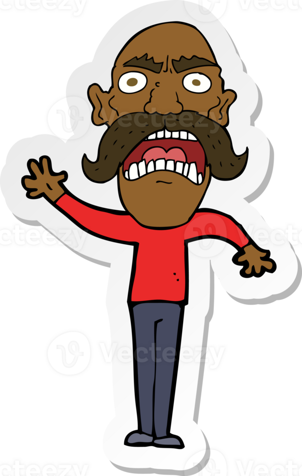 sticker of a cartoon angry old man png