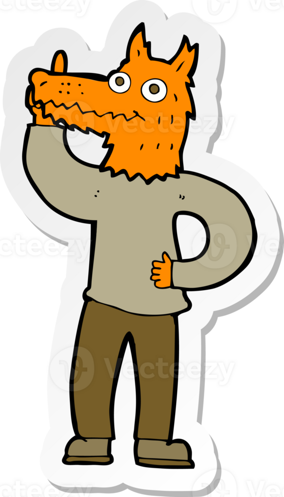 sticker of a cartoon fox man with idea png