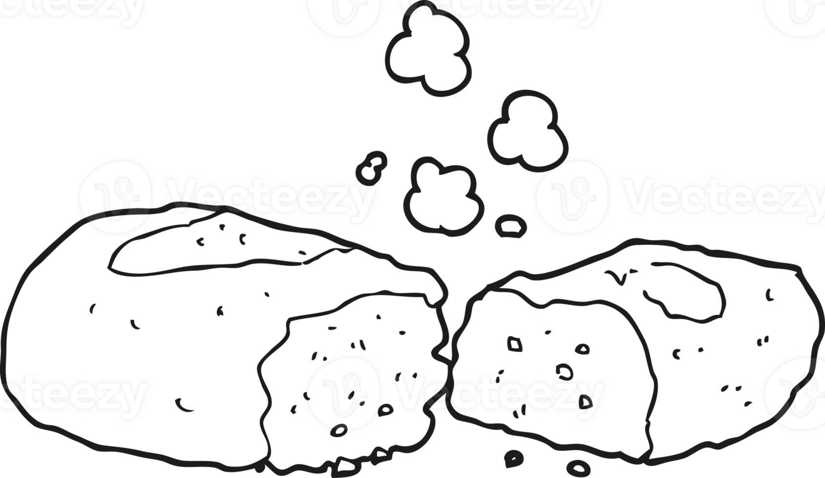hand drawn black and white cartoon bread png