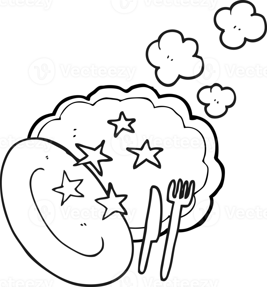 hand drawn black and white cartoon clean plate png