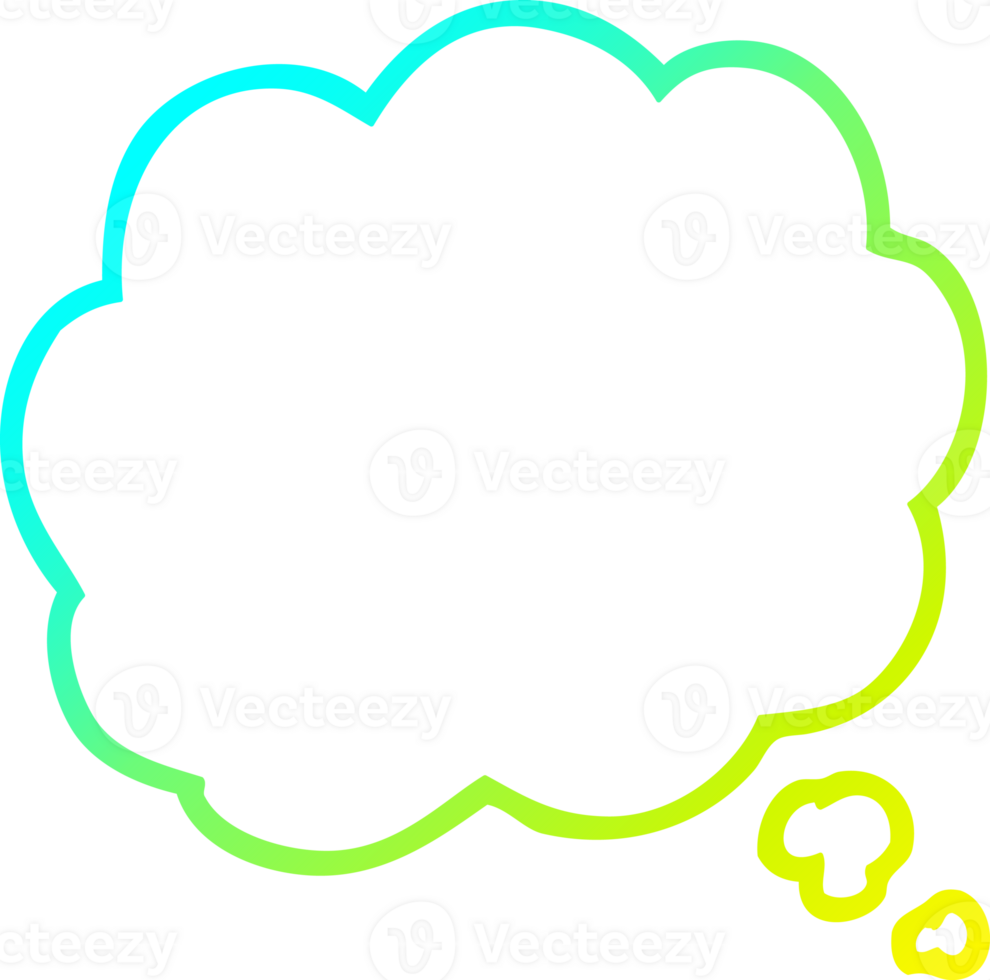 cold gradient line drawing of a cartoon thought cloud png