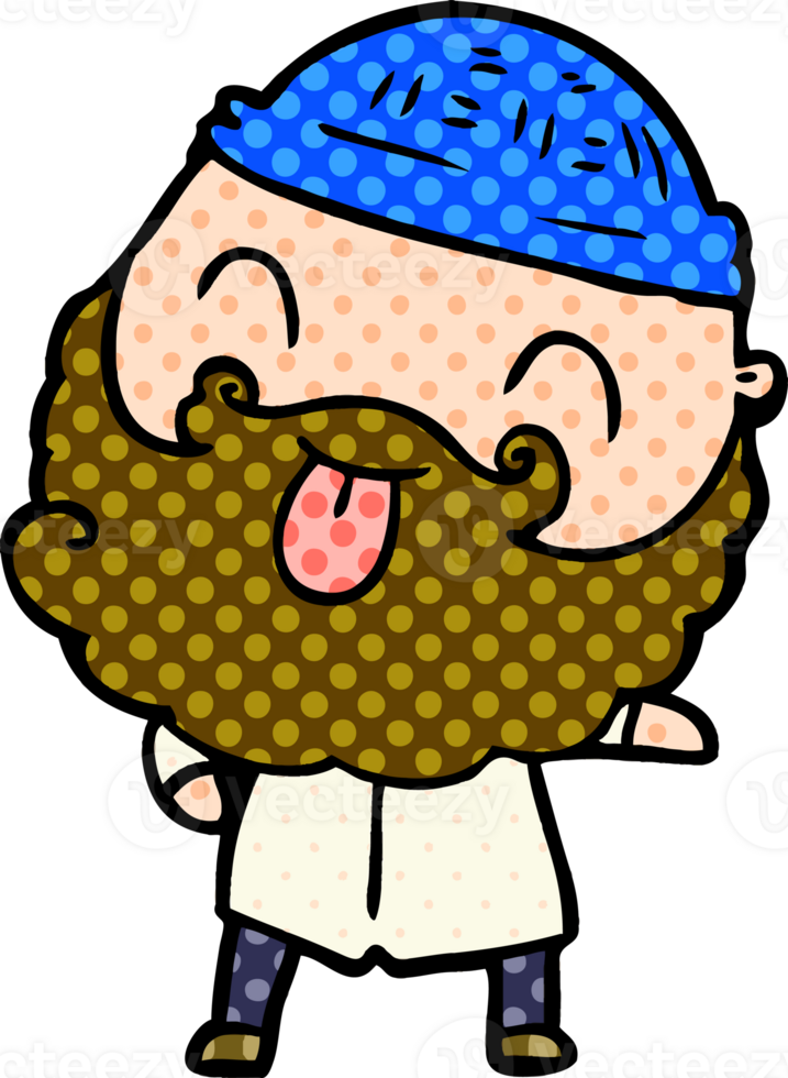 man with beard sticking out tongue png