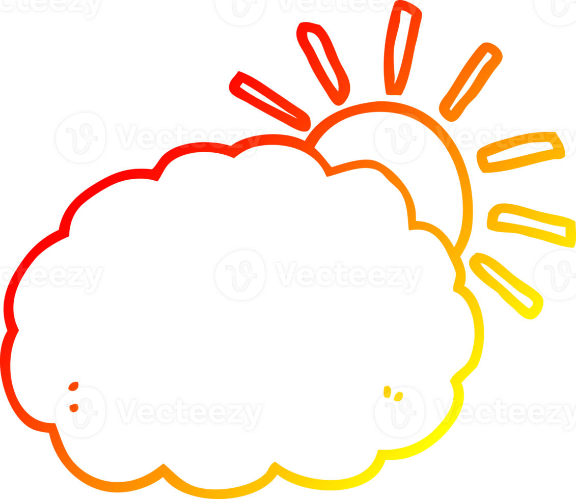 warm gradient line drawing of a cartoon sun and cloud symbol png