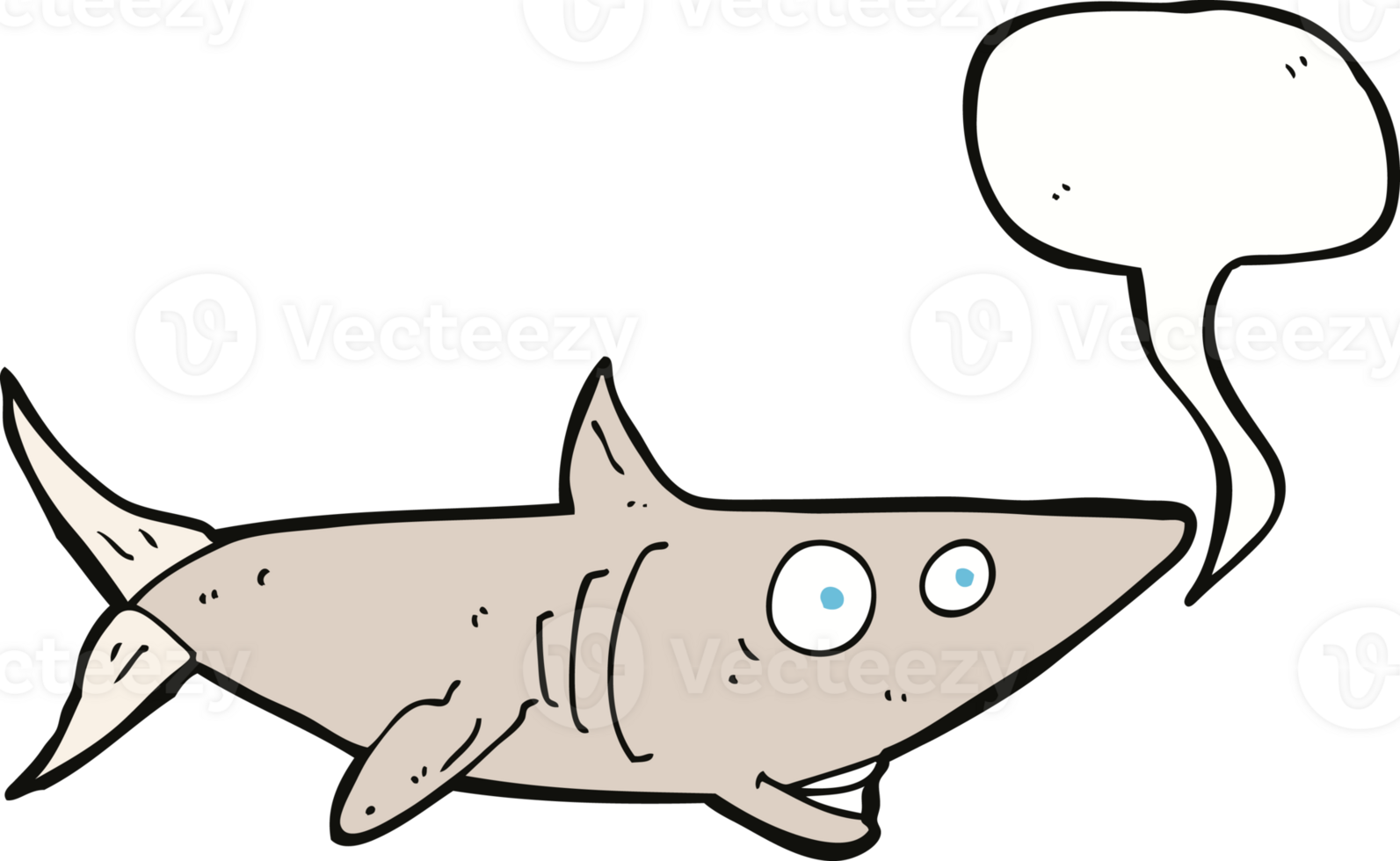 cartoon happy shark with speech bubble png