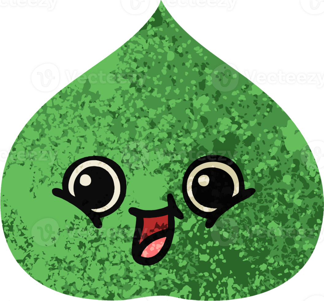 retro illustration style cartoon of a expressional leaf png