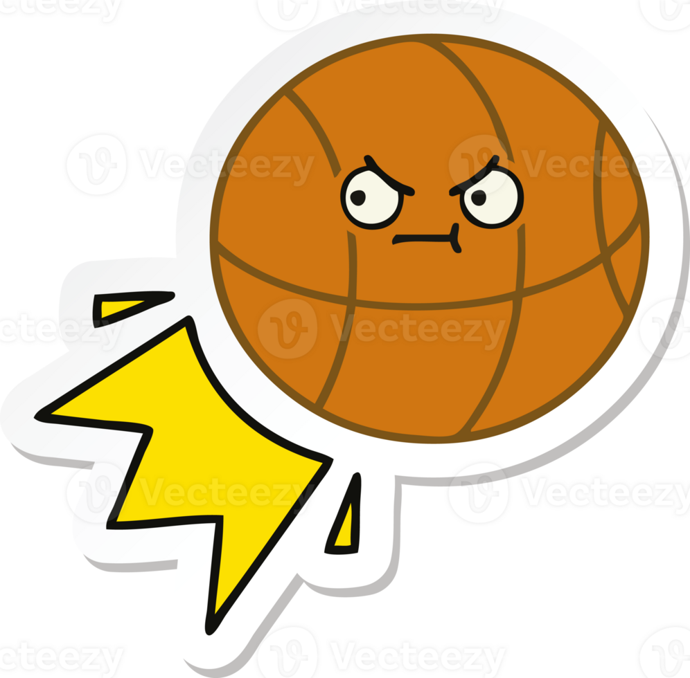 sticker of a cute cartoon basketball png