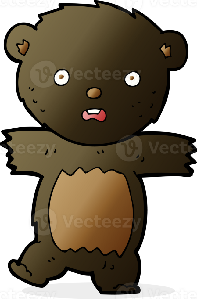 cartoon shocked black bear cub png
