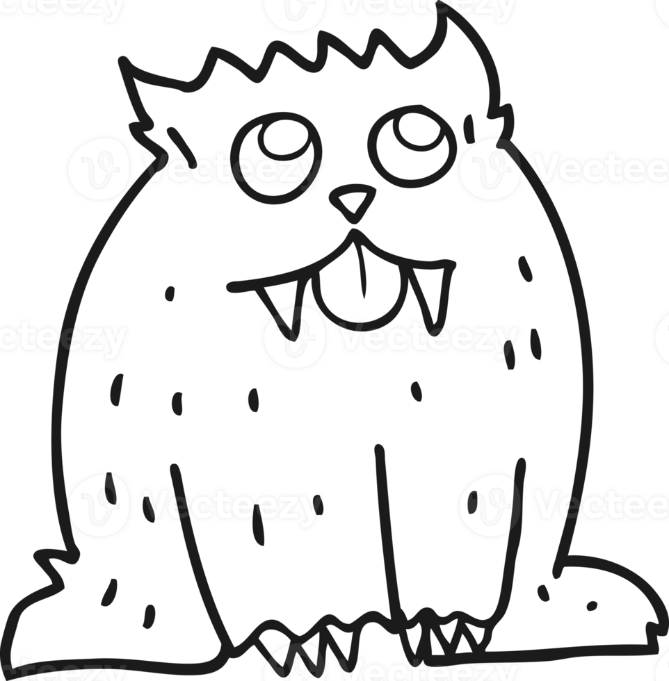 hand drawn black and white cartoon beast png