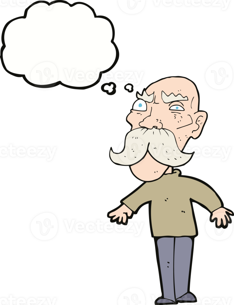 cartoon angry old man with thought bubble png