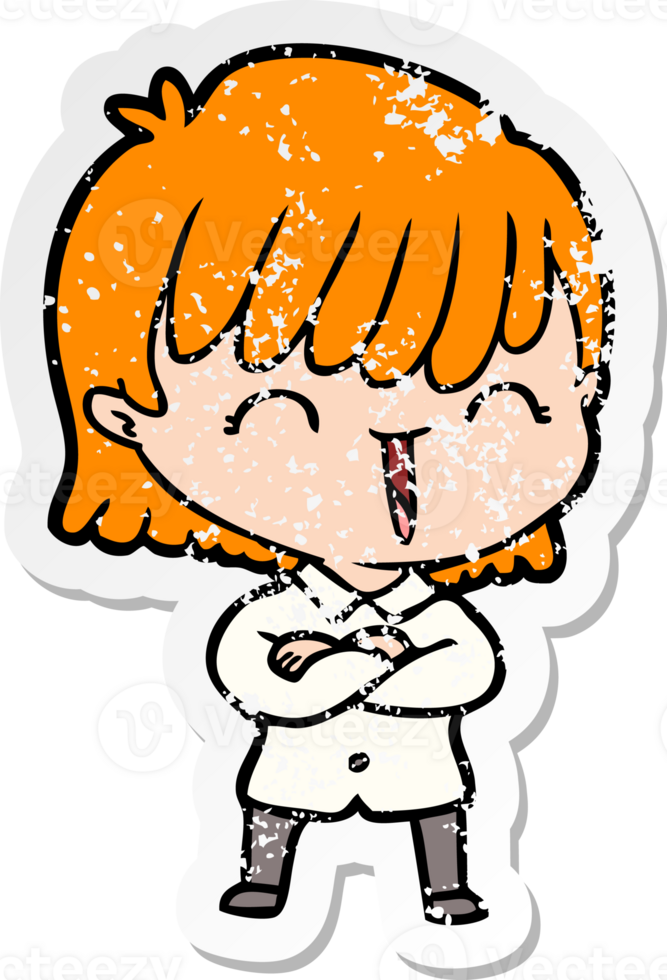 distressed sticker of a cartoon woman png
