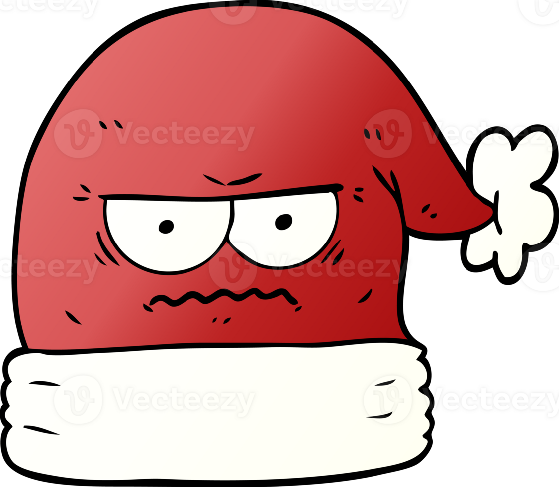 cartoon annoyed christmas santa hat png