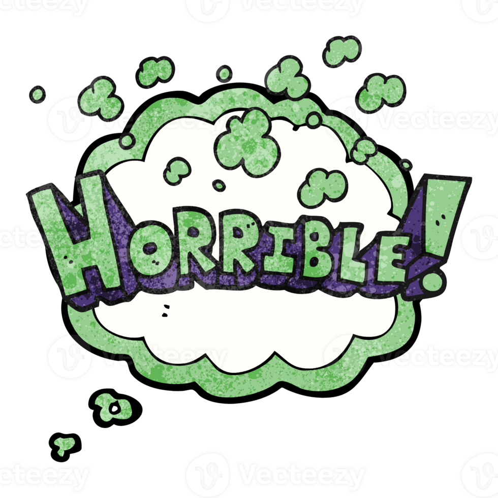 hand drawn thought bubble textured cartoon word horrible png