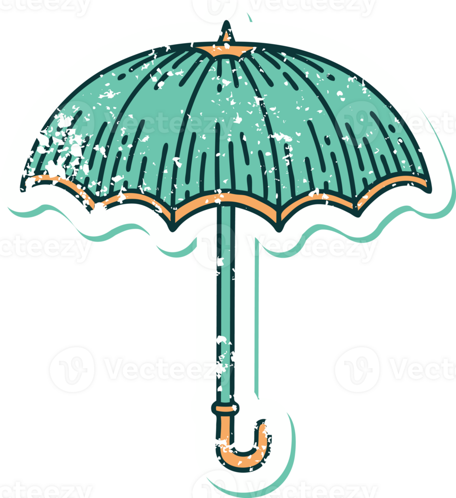 iconic distressed sticker tattoo style image of an umbrella png