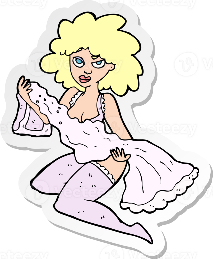 sticker of a cartoon woman changing png
