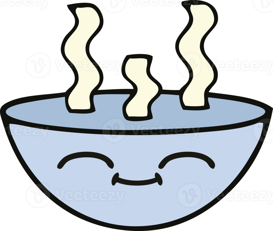 cute cartoon of a bowl of hot soup png
