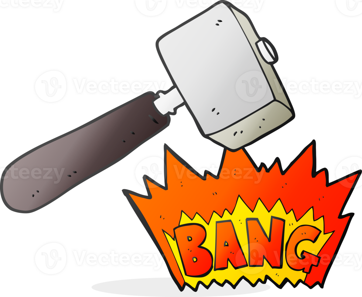 hand drawn cartoon mallet banging png