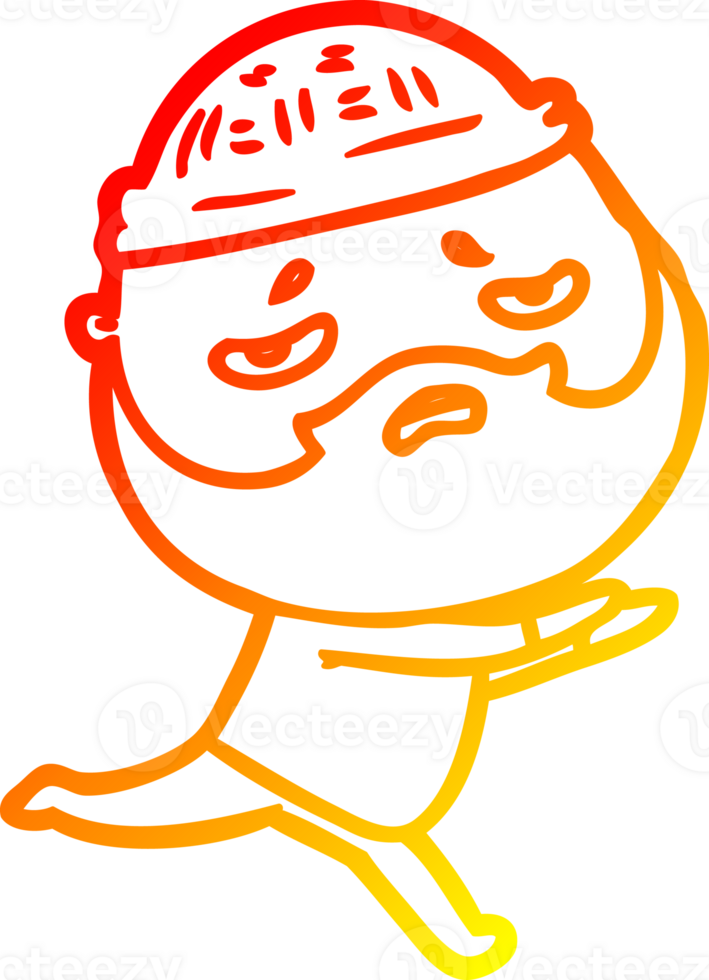 warm gradient line drawing of a cartoon worried man with beard png