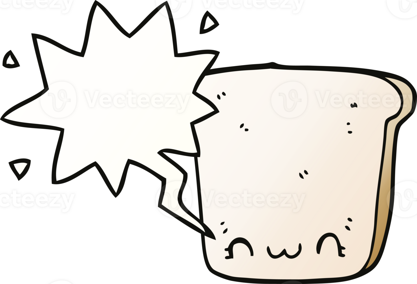 cartoon slice of bread with speech bubble in smooth gradient style png