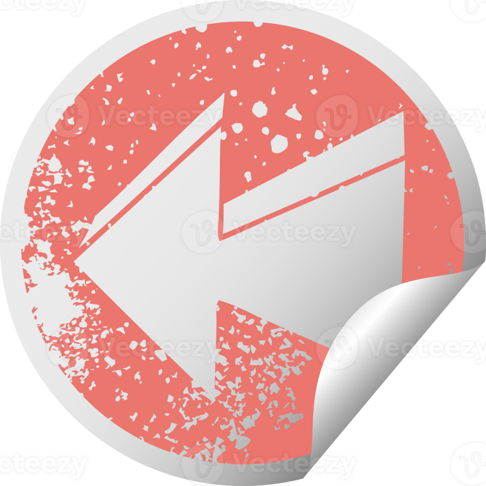 distressed circular peeling sticker quirky symbol arrow png