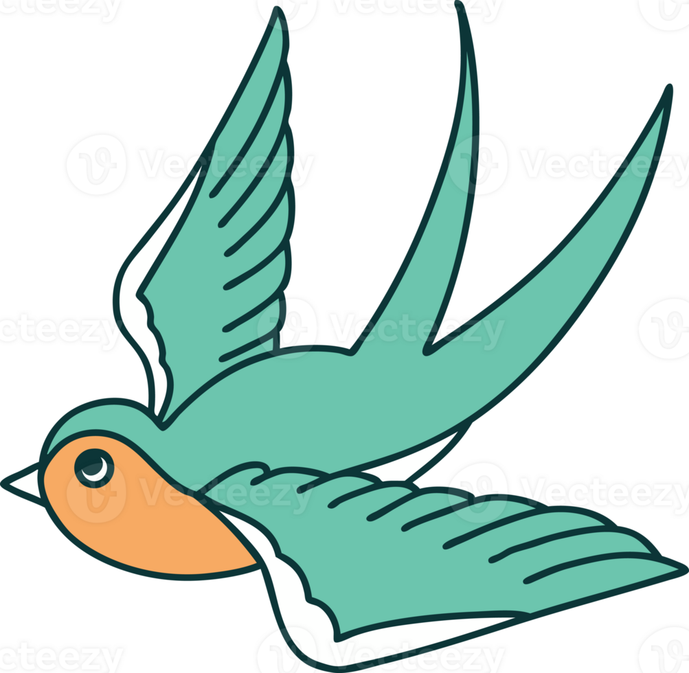 iconic tattoo style image of a swallow png