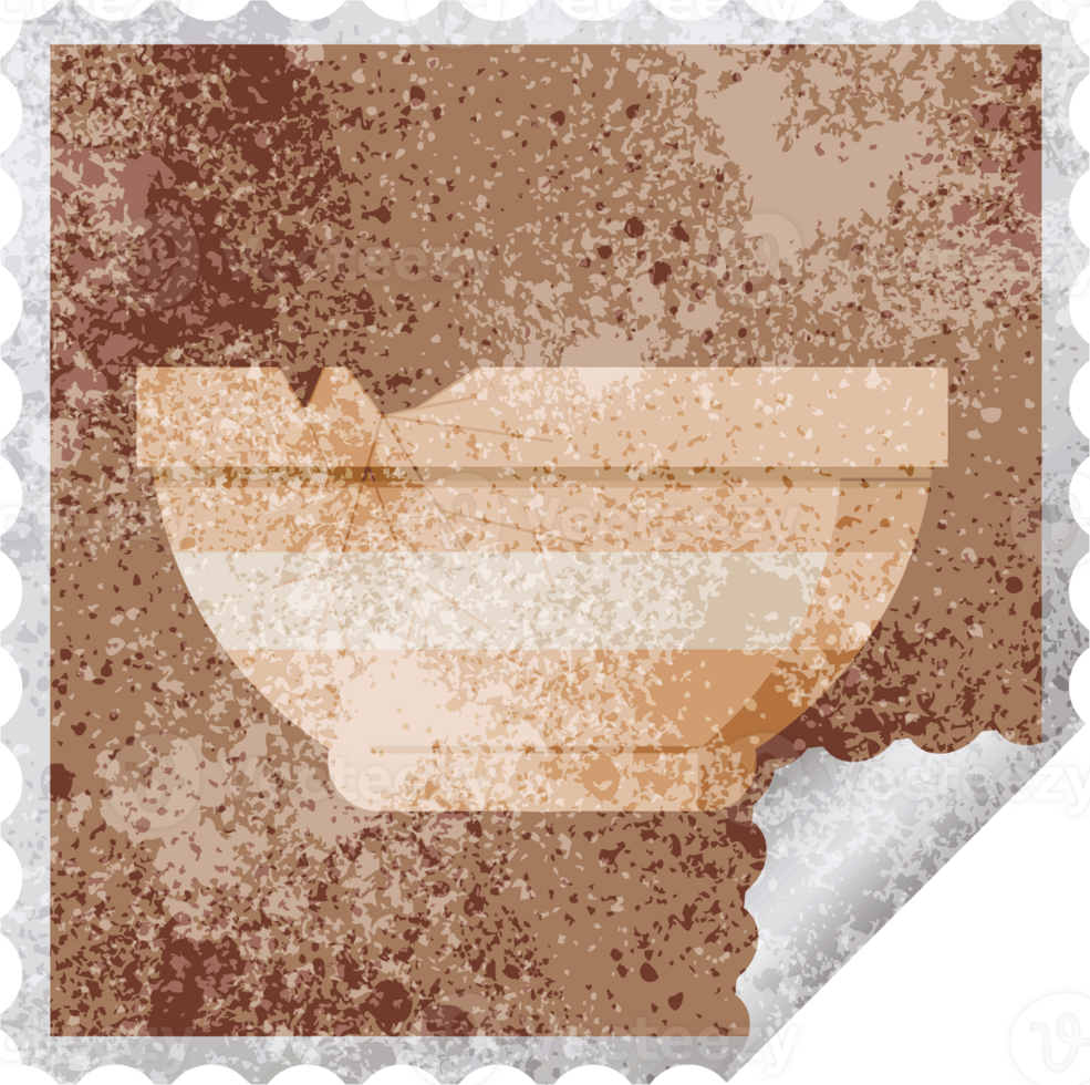 cracked bowl graphic square sticker stamp png