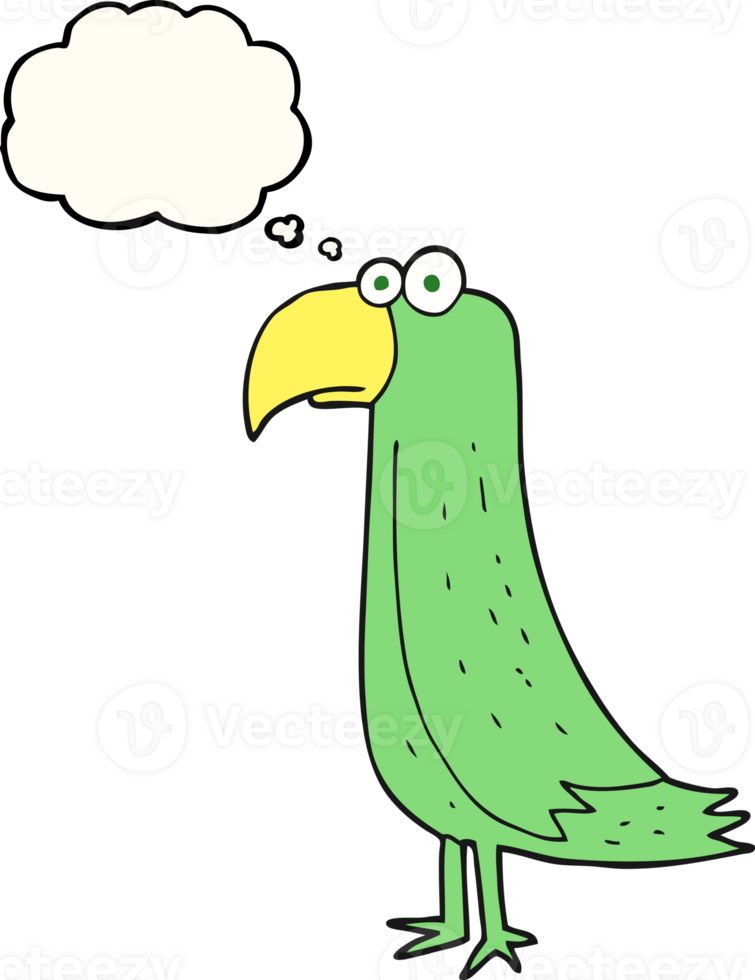 hand drawn thought bubble cartoon parrot png