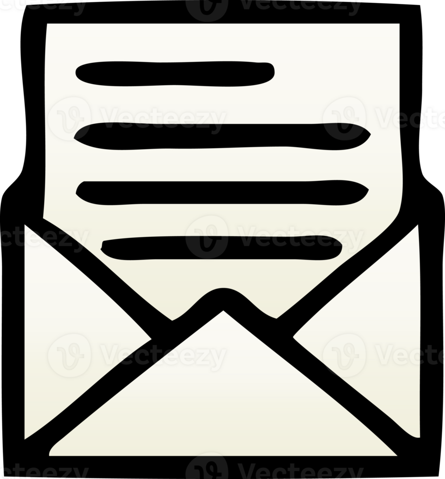 gradient shaded cartoon of a letter and envelope png