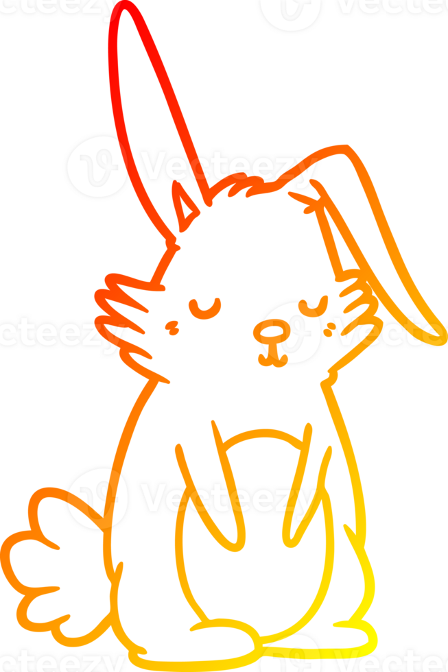 warm gradient line drawing of a cartoon sleepy rabbit png