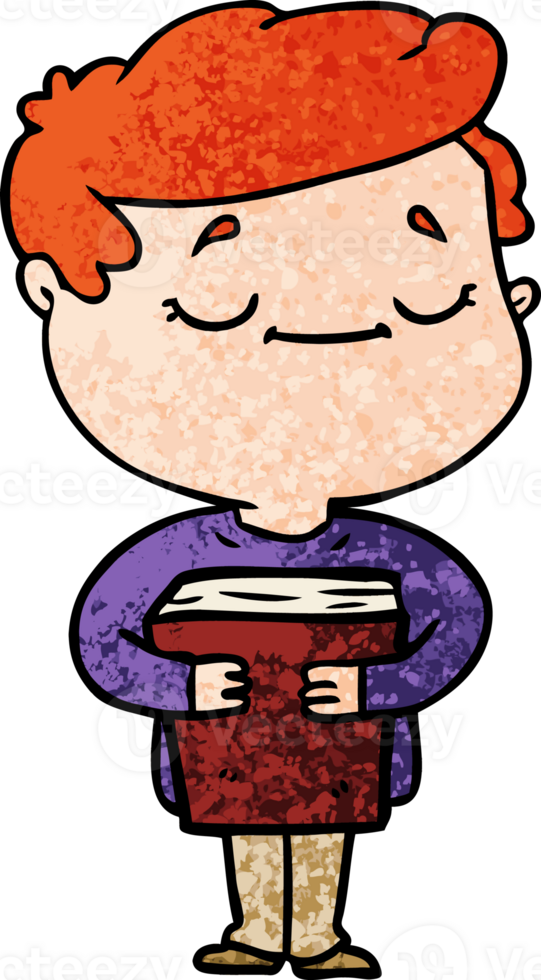 cartoon peaceful man carrying book png