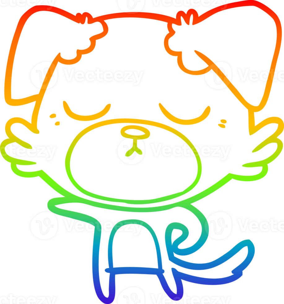 rainbow gradient line drawing of a cute cartoon dog png