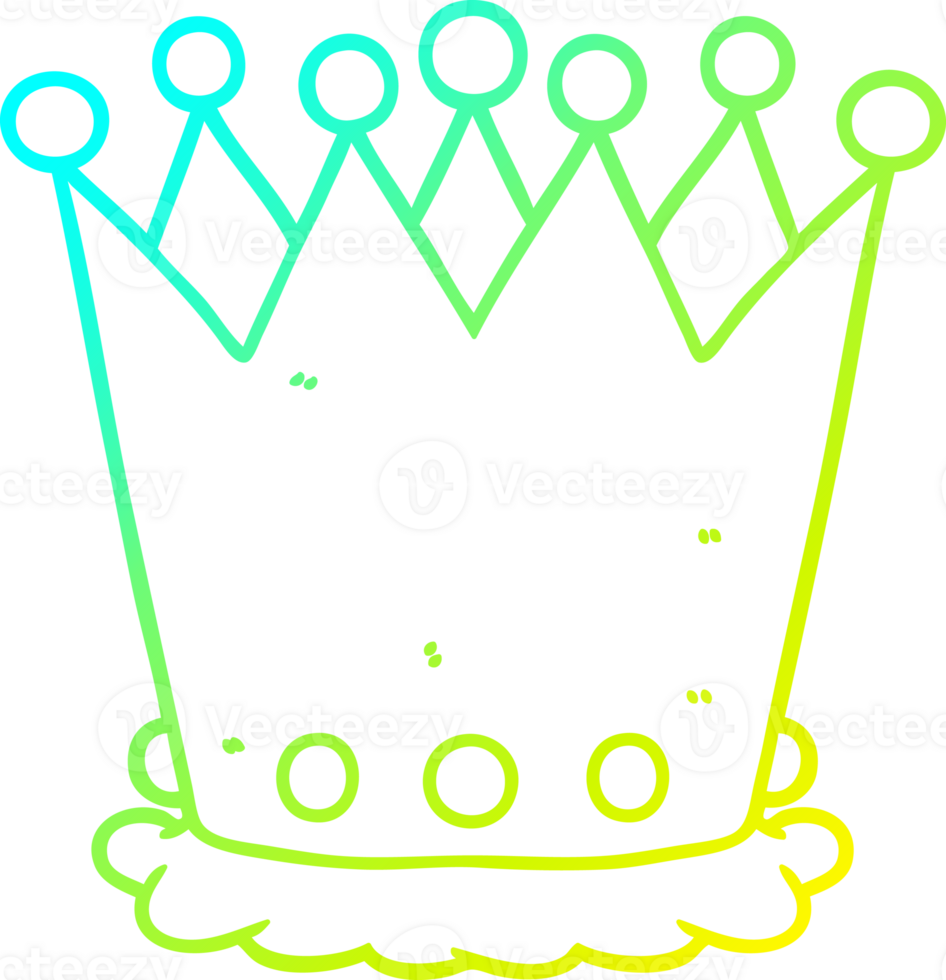 cold gradient line drawing of a cartoon crown png