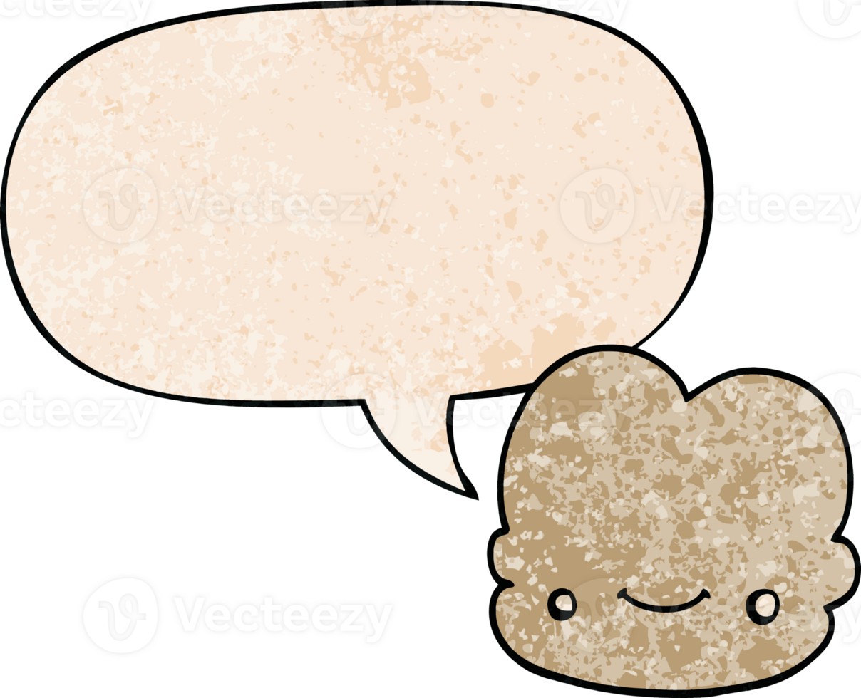 cartoon cloud with speech bubble in retro texture style png