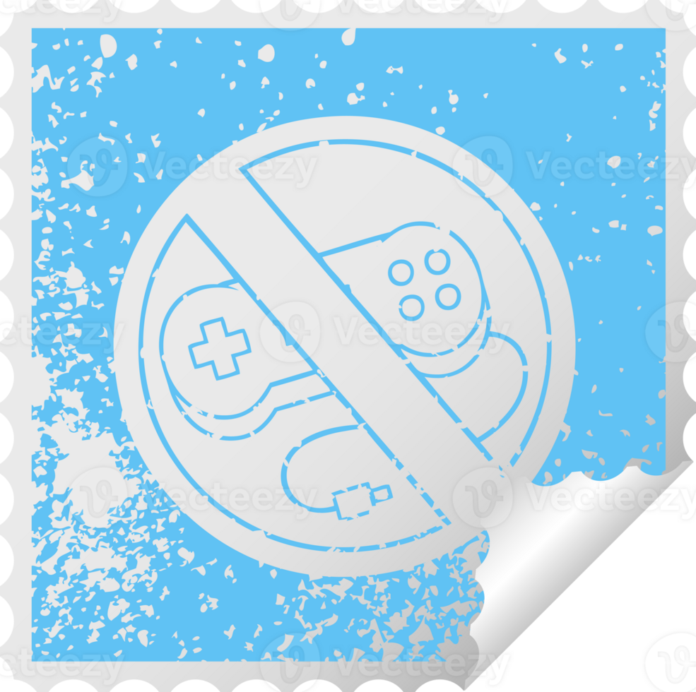 distressed square peeling sticker symbol of a no gaming allowed sign png