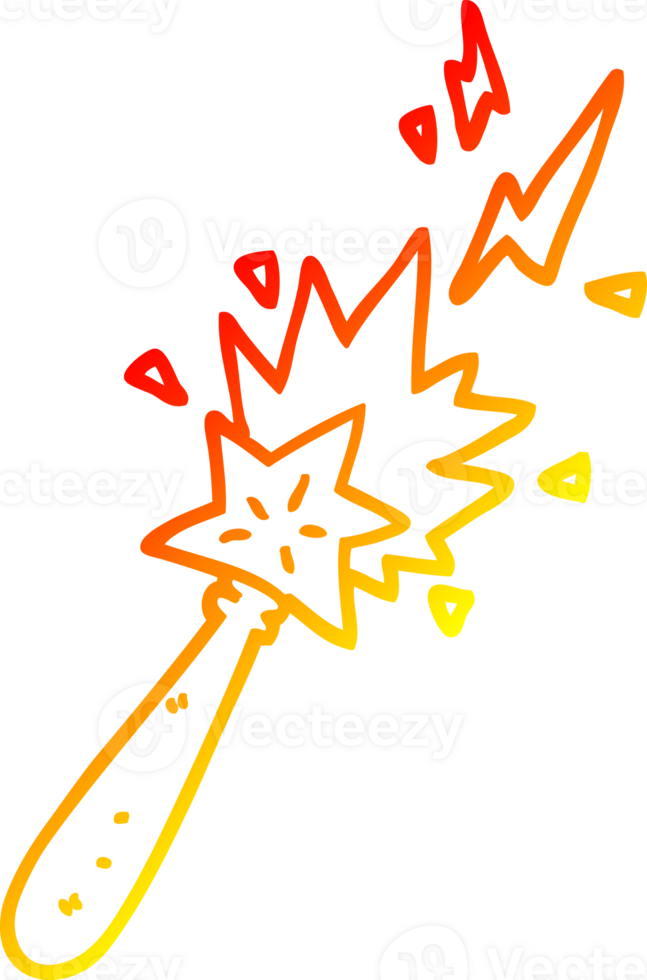 warm gradient line drawing of a cartoon magic wand png
