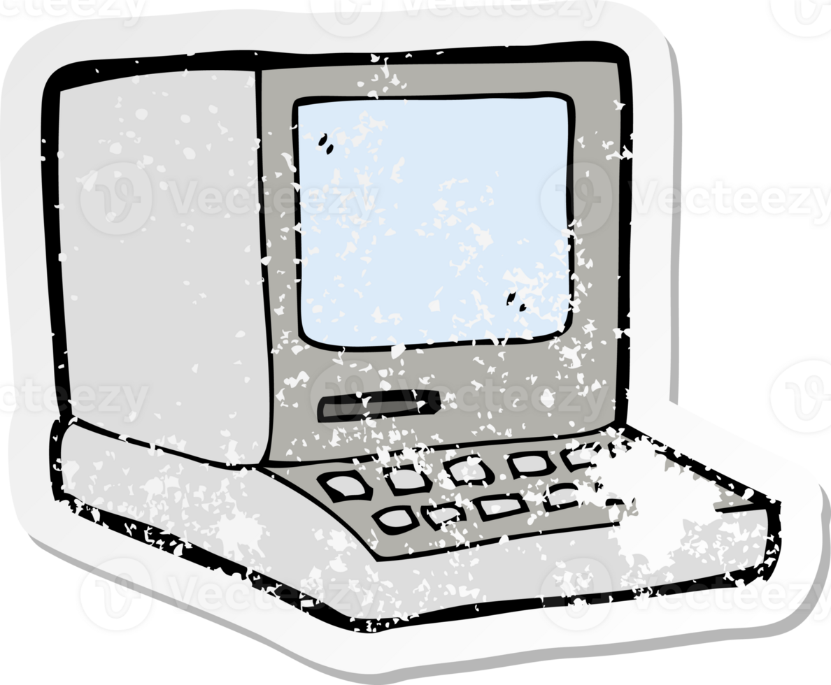 retro distressed sticker of a cartoon old computer png