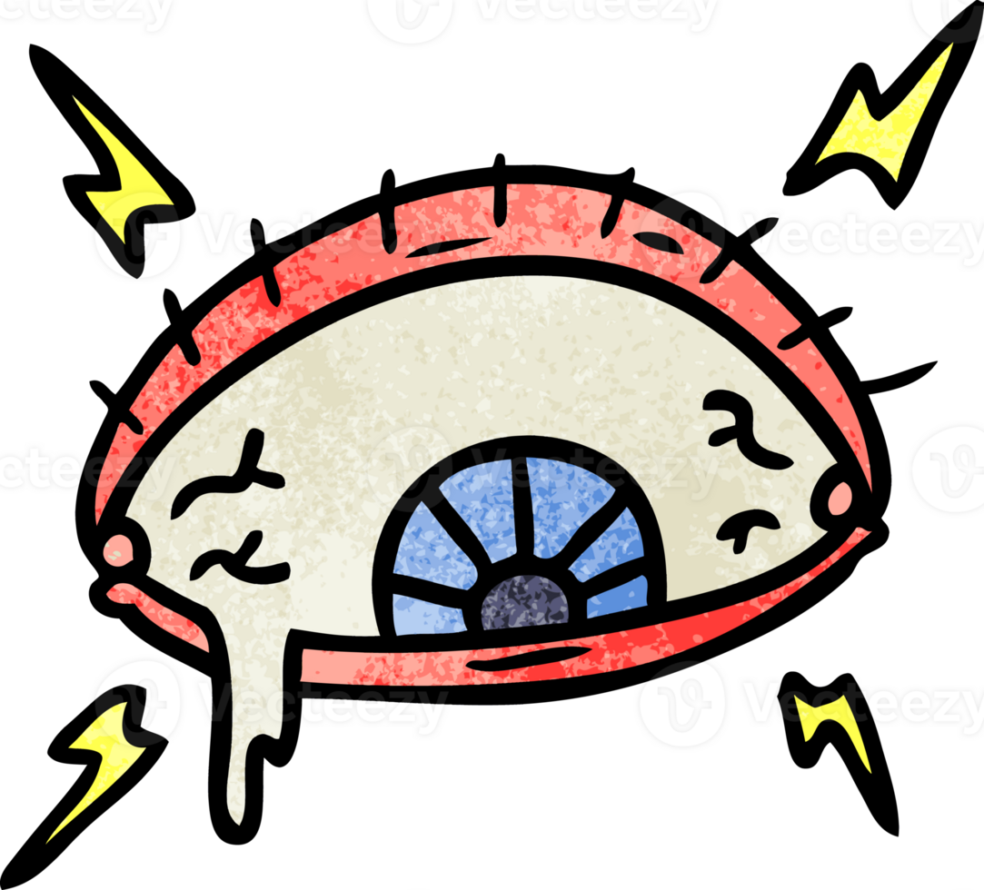 hand drawn textured cartoon doodle of an enraged eye png