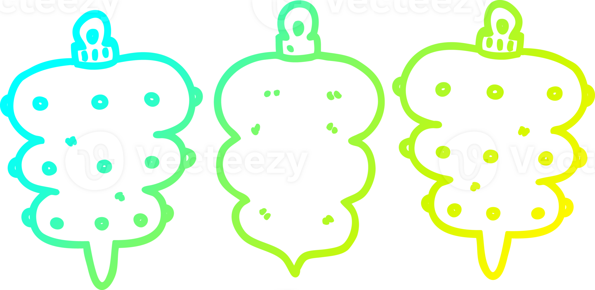 cold gradient line drawing of a cartoon christmas decorations png