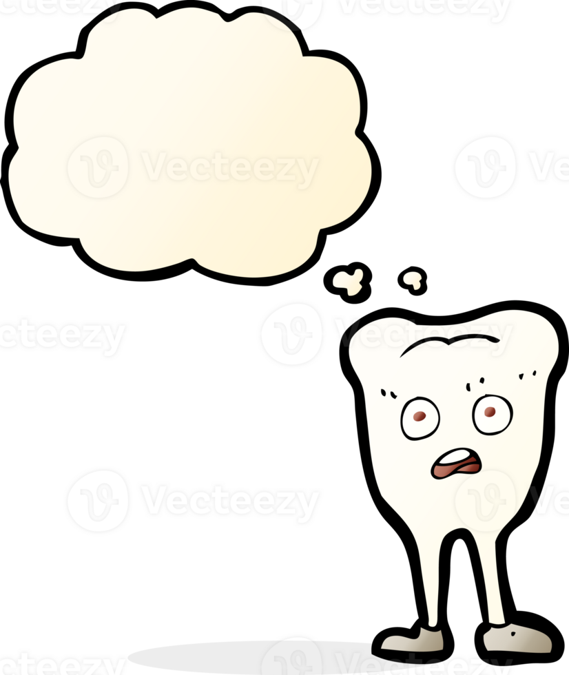 cartoon yellowing  tooth with thought bubble png