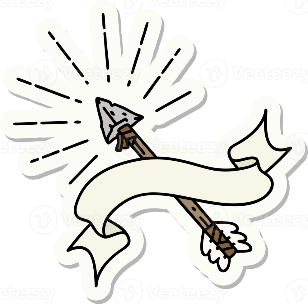 sticker of a tattoo style old flint tip arrow png