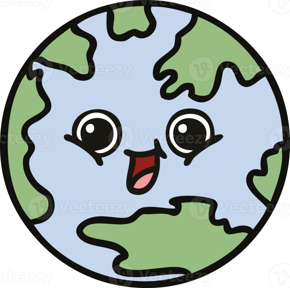 cute cartoon of a planet earth png